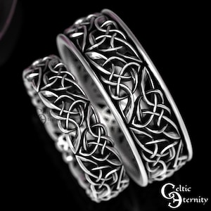 Silver Matching Wedding Bands Celtic Heart Wedding Rings His - Etsy