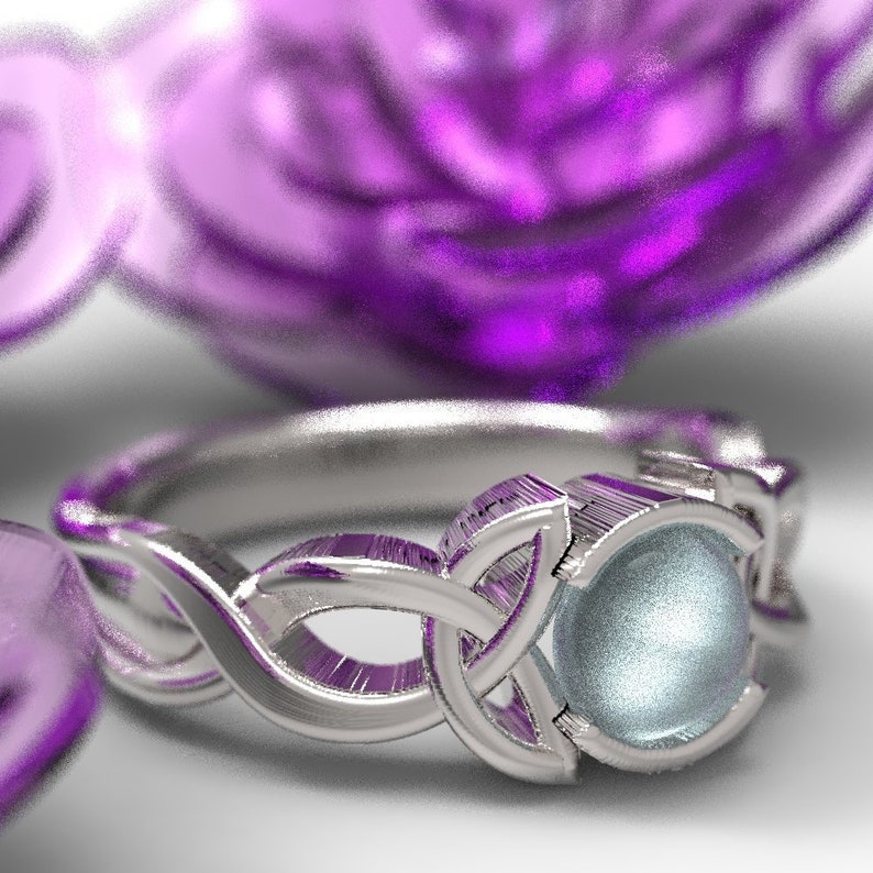 Moonstone Engagement Ring, Celtic Moonstone Ring, Sterling Silver Moonstone Ring, Celtic Engagement Ring, Silver Celtic Ring, Knot Ring 405 image 1