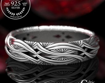 Embellished Celtic Eternity Band, Silver Celtic Wedding Ring, Celtic Knot Ring, Unique Wedding Band, Silver Celtic Ring, Eternity Ring 1740