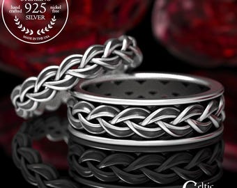 Matching Silver Ring Set, Celtic Wedding Ring Set, His Hers Sterling Silver Rings, Classic Wedding Rings, Matching Wedding Rings, 1614 1058