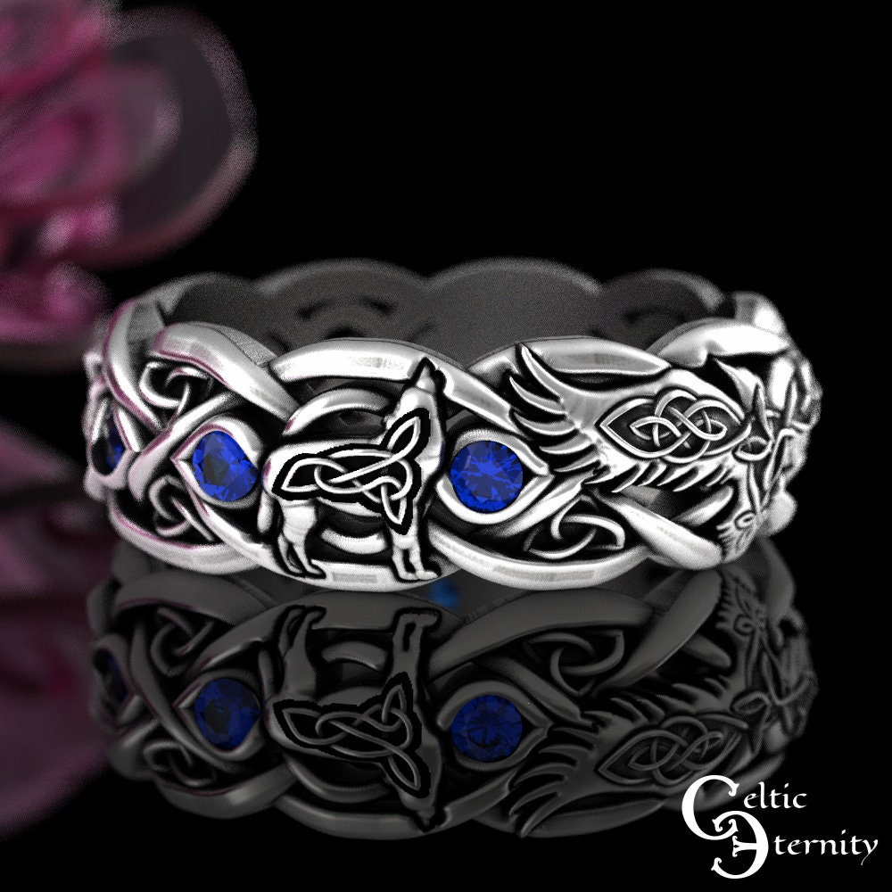 Celtic raven ring deals