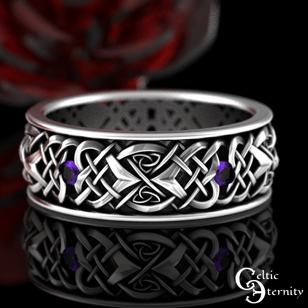 Mens amethyst wedding clearance band