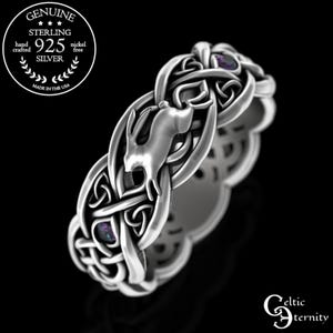 Sterling Rabbit Ring, Alexandrite Rabbit Ring, Rabbit Wedding Ring, Celtic Rabbit Ring, Hare Ring, Rabbit Ring, Silver Bunny Ring, 4682