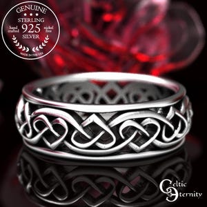 Celtic Heart Wedding Ring, Silver Heart Ring, Sterling Silver Celtic Ring, Mother Jewelry, Celtic Love Knot Ring, Infinity Celtic Ring, 1245