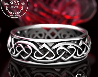 Celtic Heart Wedding Ring, Silver Heart Ring, Sterling Silver Celtic Ring, Mother Jewelry, Celtic Love Knot Ring, Infinity Celtic Ring, 1245