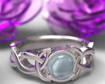 Moonstone Engagement Ring, Celtic Moonstone Ring, Sterling Silver Moonstone Ring, Celtic Engagement Ring, Silver Celtic Ring, Knot Ring 405