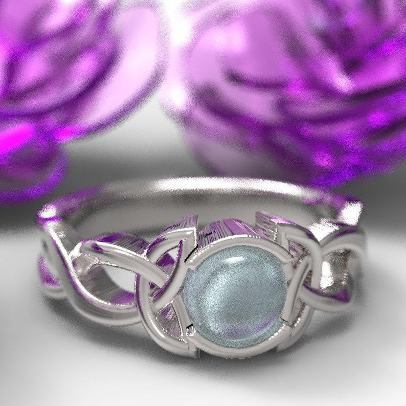 Moonstone Engagement Ring, Celtic Moonstone Ring, Sterling Silver Moonstone Ring, Celtic Engagement Ring, Silver Celtic Ring, Knot Ring 405 image 2