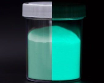 Glow in the Dark Powder, Fluorescent Aqua - UV Reactive Glow Powder / Luminescent Glow Pigment