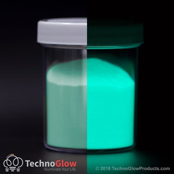 Glow in the Dark Powder, Fluorescent Aqua - UV Reactive Glow Powder / Luminescent Glow Pigment