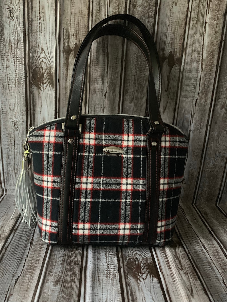Red and Black Plaid Handbag Plaid Handbag Plaid Purse Etsy