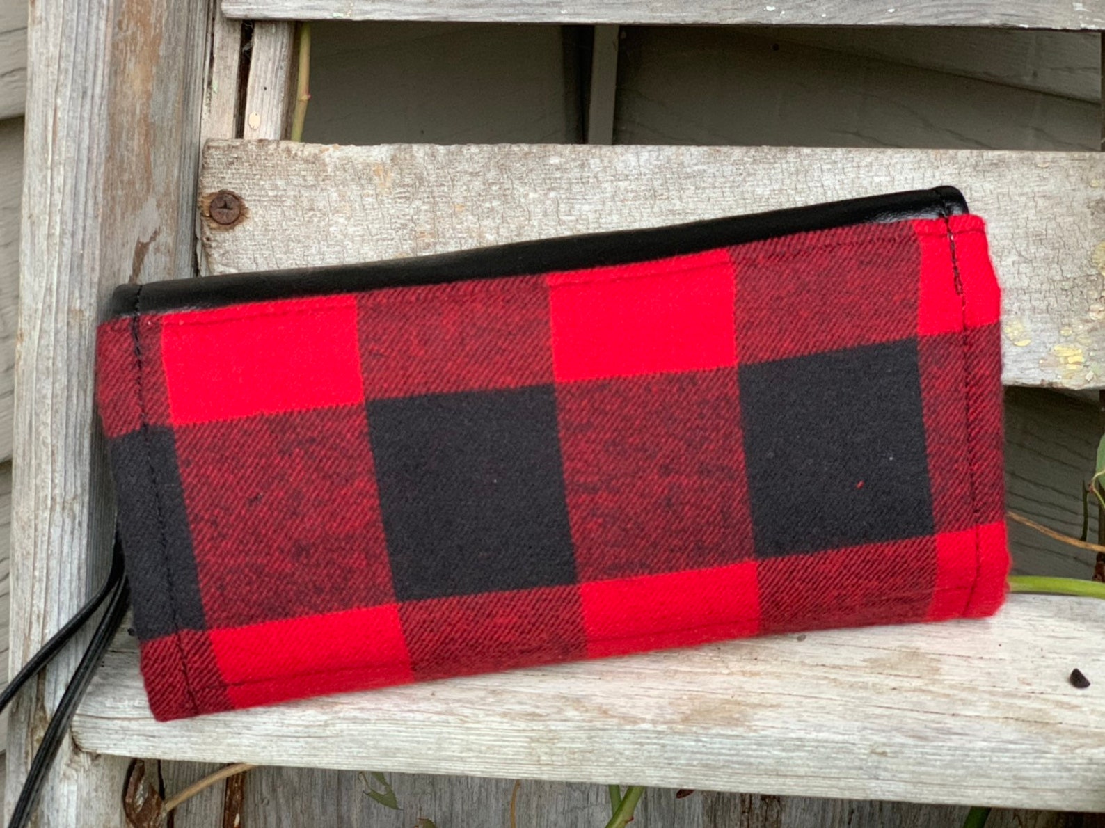 Red Black Plaid Wallet Buffalo Check Plaid Wallet Ladies | Etsy