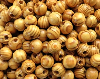 12mm Natural Olive Wood Beads, Round Wooden Ball Bead Spacers, 12x11mm, 50pcs