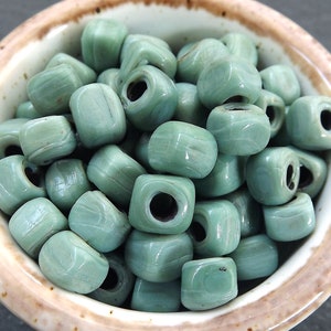 Seafoam Green Glass Cube Square Perline, Aqua Rustic Tradizionale Artigiano Turco Perline Fatte a Mano, Perline di Vetro Turco, 7mm, 30pcs