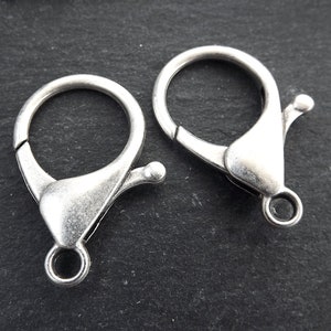 Extra Large Silver Lobster Clasp, Gold Claw Clasps, Parrot Clasps, Keychain Clasp, Matte Atnique Silver Plated, 33x20mm, 2pc
