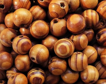 16mm Natural Olive Wood Beads, Round Wooden Ball Bead Spacers, 16x15mm, 15pcs