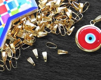 18K ゴールドメッキペンダントトップ、ループ付き、ペンダントスナップ