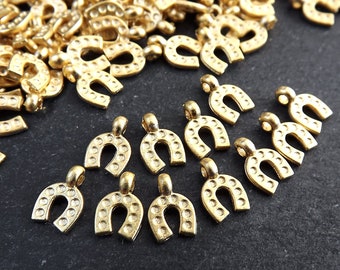 Mini Gold Horseshoe Charms, Tiny Horse Shoe Charms, Small Gold Charms, 22k Matte Gold Plated