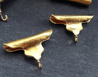 Tube Pendant Bail, Rustic Artisan Pendant Bail, Bead Tube, Pendant Charm Holder, Link Connector, 22k Matte Gold Plated