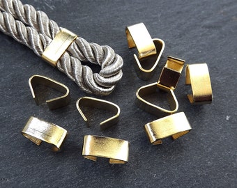 Gold Metal Crimp, Fold Over Crimp, Cord Crimp, Crimp Fastener, Crimp Beads, Rectangle Crimp, Gold Crimp, Matte Silver, 12x5mm - 10pc