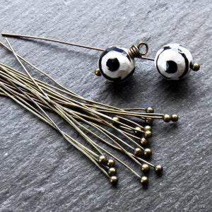 Épingles sphériques fines 2 pouces 24 Gauge 24G, Boule 1,8 mm, Plaqué bronze antique, 100 pièces