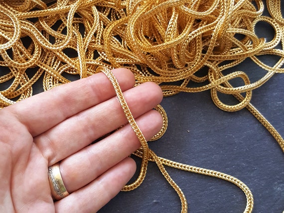 Braided/Twisted Wheat-style Chain, Extra Petite, Gold-tone Finish