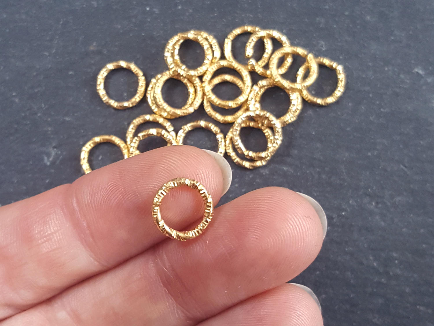 10mm Twisted Etched Gold Jump Rings Round Gold Findings Etsy