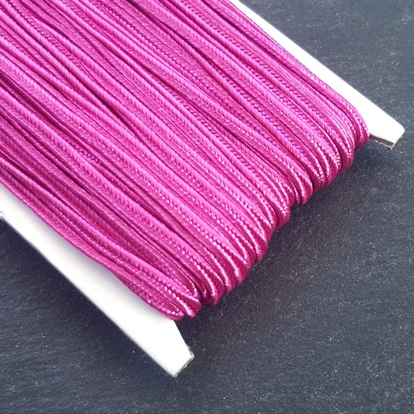 Fuchsia pink Soutache Cord Twisted Trim Braid Gimp Jewelry Making Supplies Beading Sewing Quilting Trimming - 5 meters = 5.46 Yards