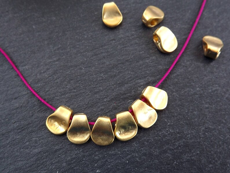 10 Pinched Gold Beads Spacers Jewelry Making Supplies Etsy