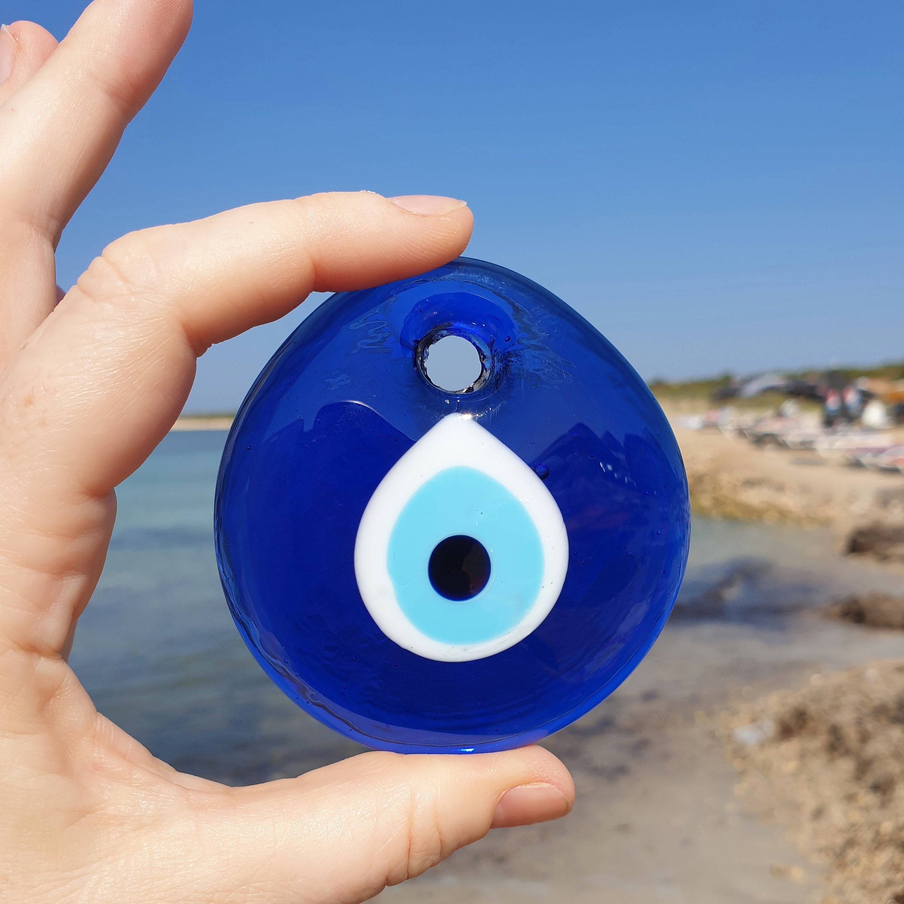 Blue Evil Eye Glass Evil Eye Bead Evil Eye Wall Hanging Etsy