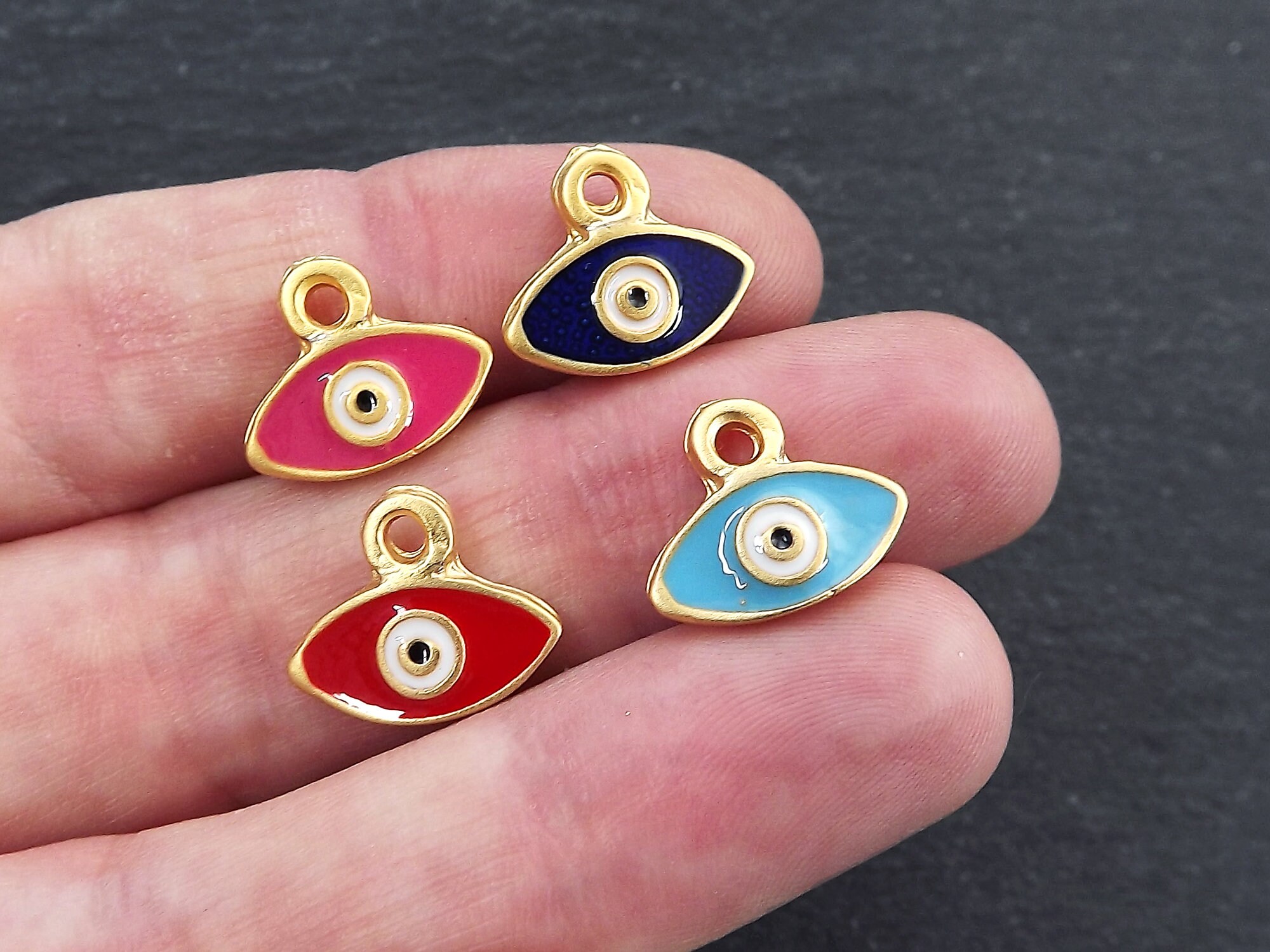 Evil Eye Charms Red Evil Eye Enamel Evil Eye Charm Rustic Etsy