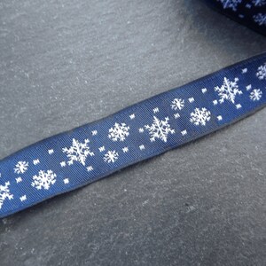 16mm Navy Snowflake Ribbon, Christmas Ribbon, Blue Snow Ribbon ...