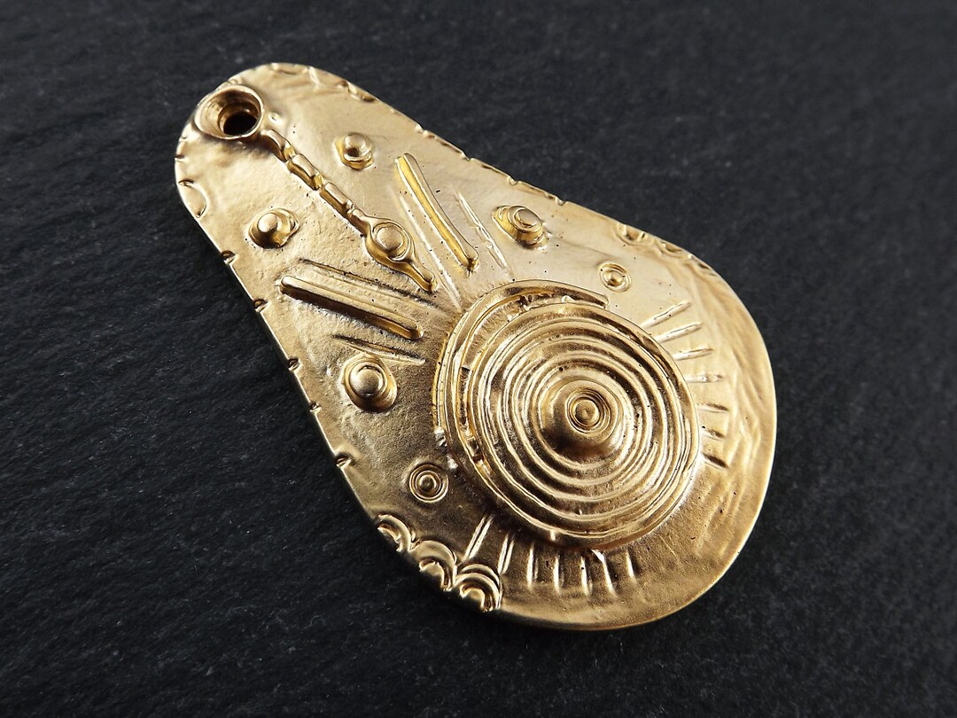 Gold African Pendant, African Style Pendant, African Pattern, Ethnic ...