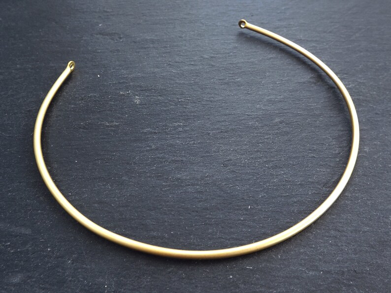Wire Collar Wire Cuff Choker Thick Choker Necklace Blank Non Tarnish 22k Matte Gold Plated Gold Wire Choker with Loops 14.5 1pc