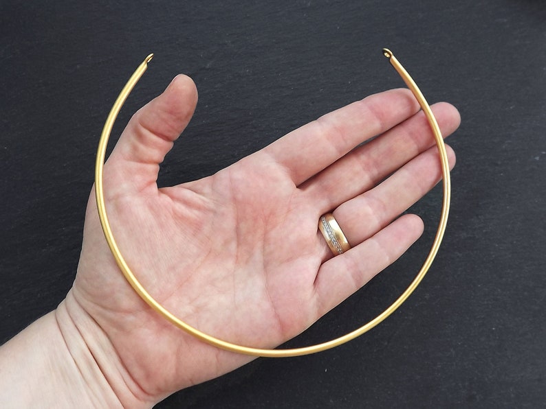 Wire Collar Wire Cuff Choker Thick Choker Necklace Blank Non Tarnish 22k Matte Gold Plated Gold Wire Choker with Loops 14.5 1pc