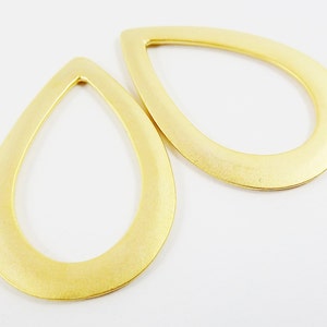 Medium Flat Tear Drop Loop Link Pendant Smooth Teardrop Frame 22k Matte Gold Plated Turkish Jewelry Making Supplies Findings Component - 2pc