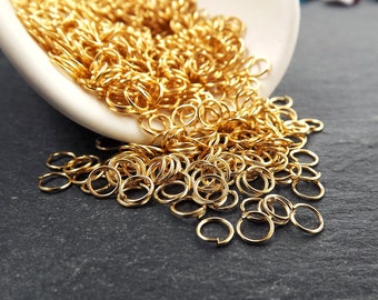 5mm Thin Gold Jump Rings, Gold Plated Jump Rings, Brass Jump Rings, Open Jump Rings, 22k Gold Jump Rings, Jumprings, Jewelry Making, 50 pcs