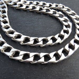 10mm Large Chunky Square Curb Link Statement Chain, Large Chain, Cuban Curb Link Chain, Matte Antique Silver Plaqué, 1 mètre = 3,3 pieds