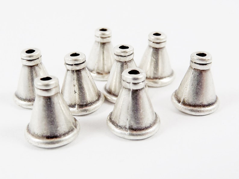 Small Silver Bead Caps Round Cone Bead Caps Simple Plain Etsy