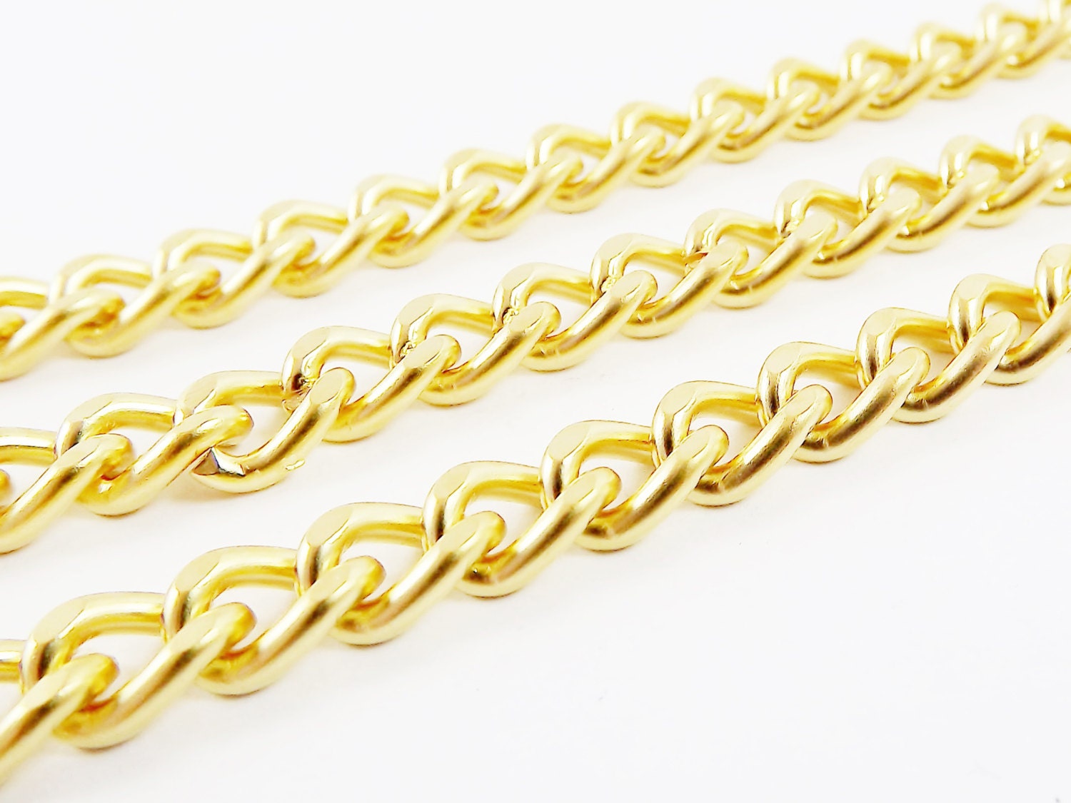 Chunky Twisted Curb Chain 22k Matte Gold Plated 1 Meter Etsy