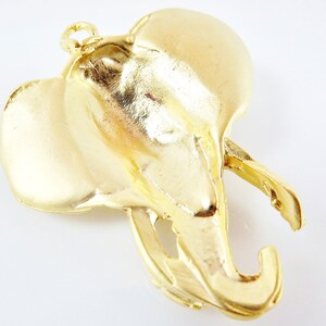 Exotic Elephant Head Pendant 22k Matte Gold Plated 1PC image 5