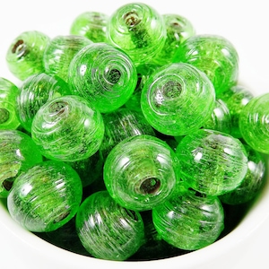 BULK 30 Chunky Artisan Handmade Recycled Green Glass Bead 13mm BE118 image 1