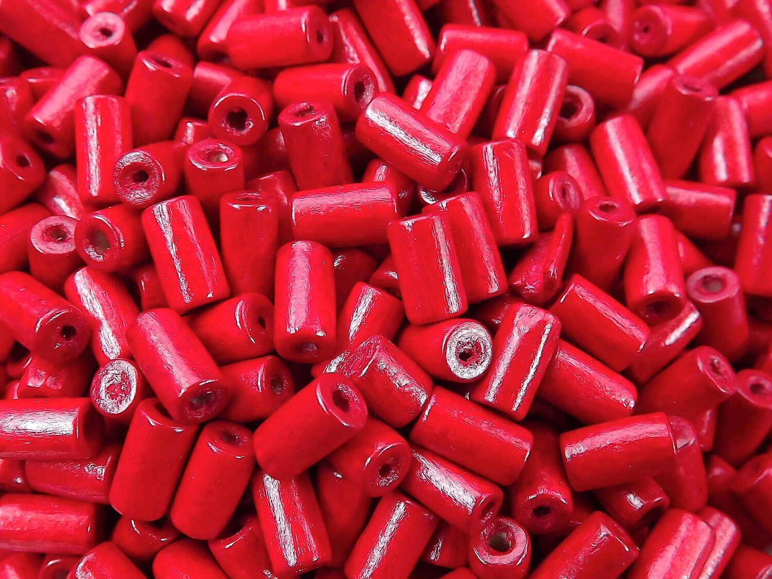 Poppy Red Wood Tube Beads Satin Varnished, Wooden Beads, Wooden Spacers, Red Wood Beads, Red Tube Beads, 8mm Choose 50pcs, 200pcs or 400pcs