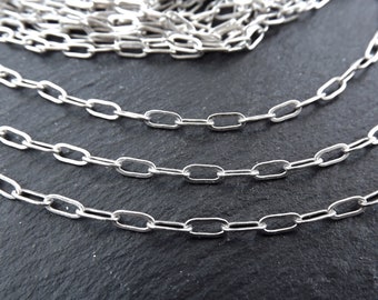 Pressed Long Link Cable Chain 6 x 2.5mm, Matte Antique Silver Plated - 1 Meter  or 3.3 Feet