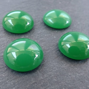 4pcs Green Czech Round Glass Dome Cabochon Beads - 18mm