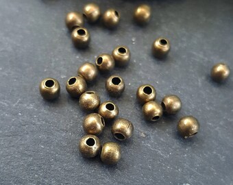 3mm Plain Round Ball Bead Spacers Antique Bronze Plated Turkish Jewelry Making Supplies Findings Component - 50pcs