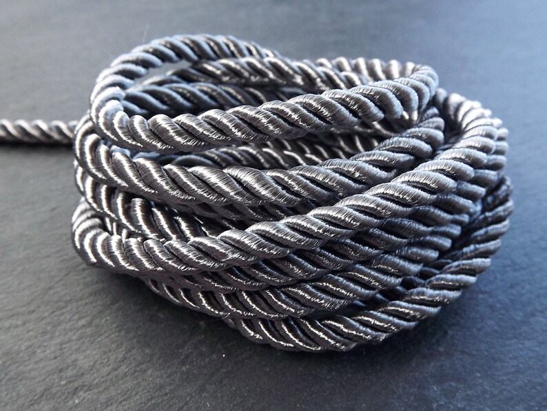 5mm Gray Rope Gray Cord Twisted Cord Rayon Satin Rope Etsy