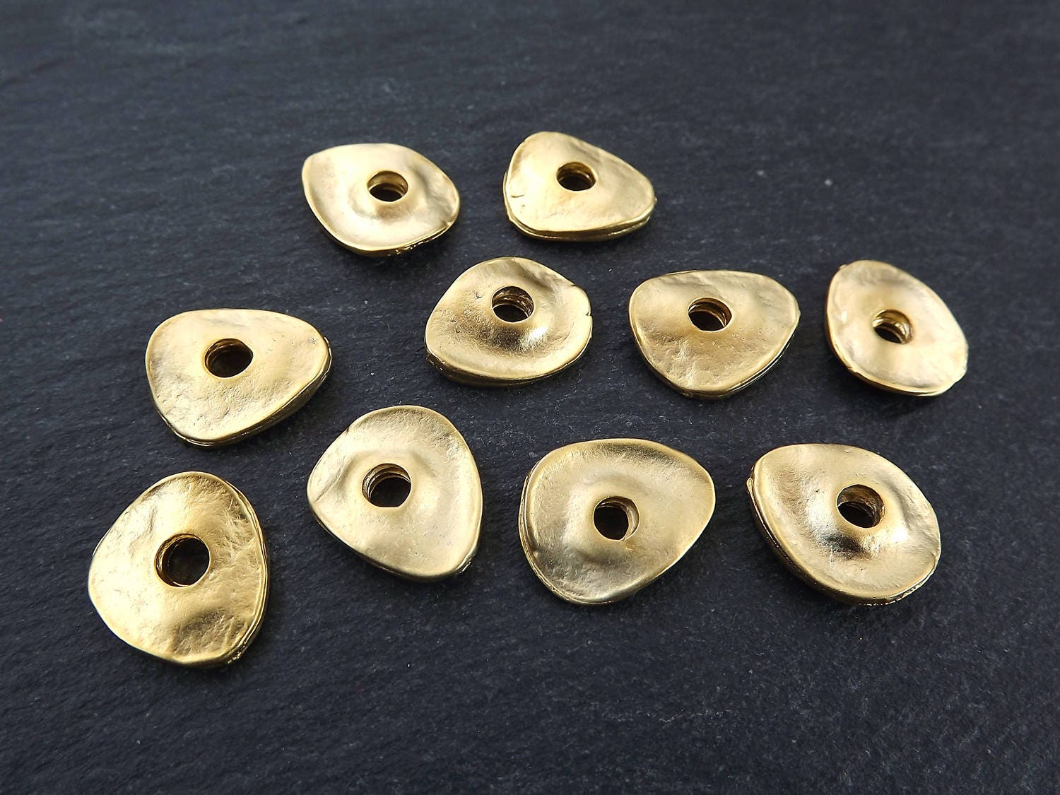 Gold Cornflake Disc Pebble Bead Spacers Free Form Beads Wavy | Etsy