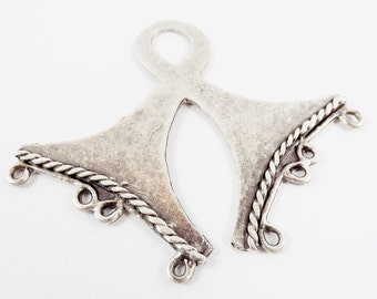 Unusual Focal Pendant Necklace Connector - Matte Antique Silver Plated - 1PC