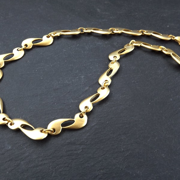 Gold Necklace Chain with Clasp, Paisley, Yin Yang, Empty Chain, Blank chain, Necklace Supplies, Non tarnish, 22k Matte Gold Plated, 19"