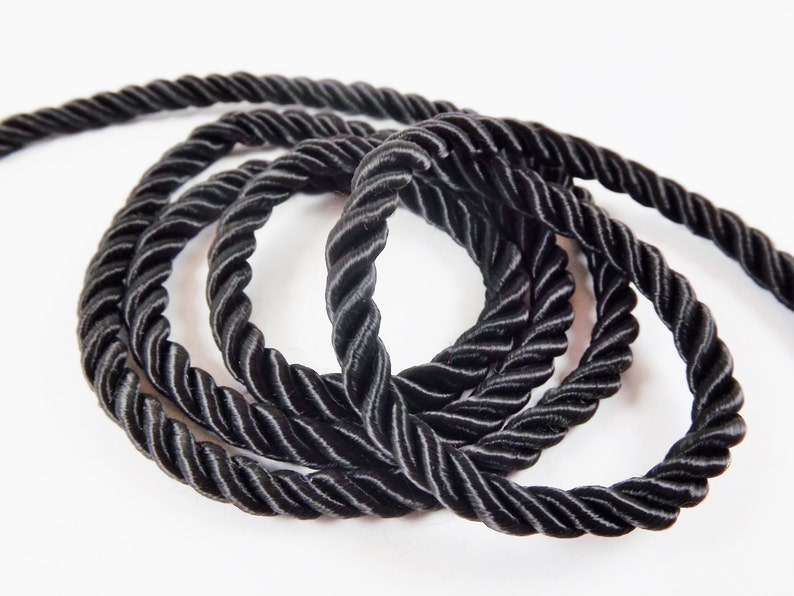 Black Rope 5mm Cord Rayon Satin Rope Silk Braid Twisted Rope Etsy